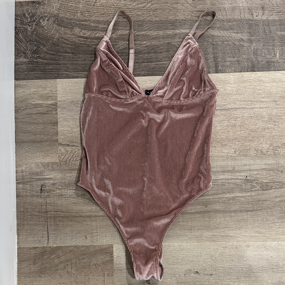Urban Outfitters Pink Velvet Bodysuit